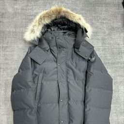 thumbnail for 29 models of large goose feather collar, large pockets, unisex parka cotton jacket, loose hood, thickened warm midi length jacket