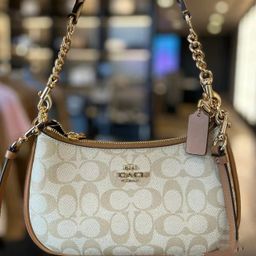 thumbnail for 24 Outlet Teri Glacier White Underarm Bag Printed Chain Mahjong Bag Zipper Shoulder Bag Crossbody Vintage Style Portable