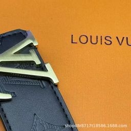 thumbnail for New L Men's Belt Smooth Buckle V Letter Belt Youth Plaid Pants Belt Trendy Casual Business Belt