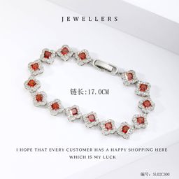 thumbnail for Copper gold-plated diamond AAA zircon four-leaf flower bracelet Korean version of the luxury factory direct sales