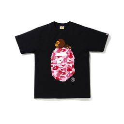thumbnail for Fornecimento por atacado transfronteiriço de camiseta de manga curta com estampa de cabeça de tubarão/macaco Bape de 260g, marca da moda para exportação.