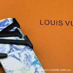 thumbnail for L men's belt with smooth buckle V-letter belt, youth plaid pants belt, trendy casual waistband, business versatile