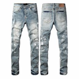 thumbnail for 26ss trendy brand with all three labels, Purple high-end version, heavy-duty casual slim-fit skinny jeans, a must-have for trendy men