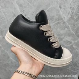 thumbnail for New High Street Trendy Brand RO Chubby Ding Bread Shoes Dark Thick Shoelace Round Toe Chubby Couple Low-top Board Shoes