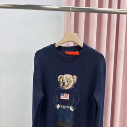 thumbnail for Cross-Border High-Quality Pony Logo Sweater with Qr Code, R-L Pure Cotton Heavy-Duty Cartoon Popular Bear Design, Autumn and Winter Sweater for Women