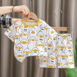 thumbnail for Children's Short-sleeved suit Cotton Girls' Summer Wear Boys T-shirt Baby Baby's Clothes Korean Style Children's Wear Shorts Sports