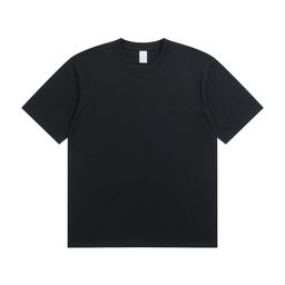 thumbnail for 2025 t-shirt de algodão para homens 230g de cor sólida pesada com gola redonda de manga curta casual algodão penteado para homens e mulheres t-shirt nos ombros