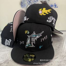 thumbnail for Cross-Border Trade American-Style Fully Embroidered La Dodgers Baseball Cap Hip-Hop Large Head Circumference Ny Flat Brim Hat