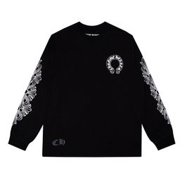 thumbnail for Cross-border correct version of Crowe Chrome Heart high quality double yarn cotton men's and women's printed long sleeve T-shirt