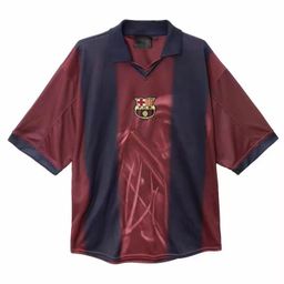 thumbnail for 2000 01 Barcelona Home Vintage Collaboration Jersey Football Jersey Short Sleeve T-Shirt Loose Top Summer Breathable