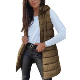 thumbnail for Cross-Border Hot-Selling European and American Style 2026 Amazon Solid Color Hooded Zip-Up Cotton Vest Jacket for Women, Mid-Length, Plus Size