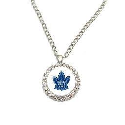 thumbnail for NHL32 Team Time Gem round diamond-encrusted cross-border American Hockey League Columbus Blue Jersey necklace pendant