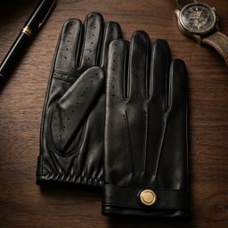 thumbnail for Men's genuine leather gloves, spring-autumn thin style, breathable, cold-resistant, warm, windproof, vintage for driving, touchscreen, top-grain sheepskin