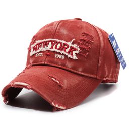 thumbnail for American ripped baseball cap, Korean style old embroidered women's peaked hat, ins personality street hip hop sun hat