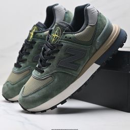 thumbnail for High quality NB574 co-branded stone island breathable and wear-resistant cushioned running shoes for men and women casual commuting retro sneakers