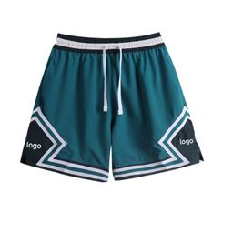 thumbnail for Novos shorts estilo americano com listras contrastantes, calças esportivas de basquete respiráveis casuais, treinamento de corrida confortável malha solta na moda