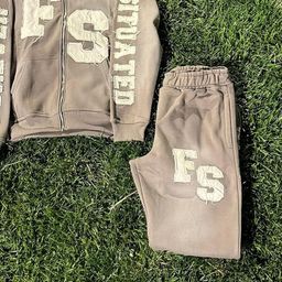 thumbnail for Cross-border autumn and winter casual hooded trendy jackets zipper sweatshirts men's and women's personalized letter print athleisure trousers