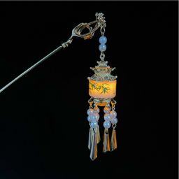 thumbnail for Retro tassel palace lamp hairpin, high-end luminous hairpin, antique hairpin, Hanfu hair ornament, daily versatile jewelry