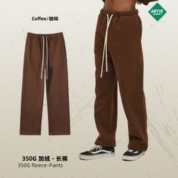 thumbnail for 2025 Autumn and Winter New Product 350g Thick Straight Fleece-Lined Pure Color Men&#039s Pants Loose Sports Casual Pants for Men