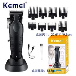thumbnail for Kemei electric clipper KM-2296 cross-border electric clipper with base USB oil head carving Clipper hair salon hair clipper