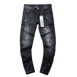 thumbnail for Cross-border wholesale purple American high street hole patch trend retro straight amiri Denim pants brand