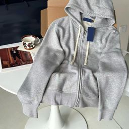 thumbnail for 25 New Autumn and Winter Hooded Drawstring Embroidered Zipper Cardigan Sports Casual Couple Wear Fleece-Lined Sweatshirt Jacket