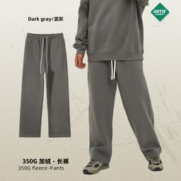 thumbnail for 2026 Fall/Winter New 350g Thick Straight Fleece Solid Color Men's Pants Loose Athleisure Pants Men's