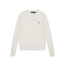 thumbnail for 24 New Cross Border Ralph Lauren Ral Lauren Round Neck Solid Color Pony Embroidered Logo Twist Knitted Sweater