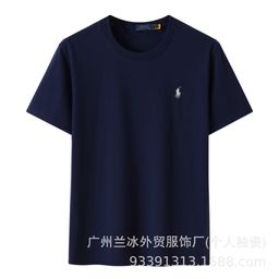 thumbnail for Cross-border foreign trade T-shirts with Pony Ma Logo embroidery for women, crew neck short-sleeve pure cotton half-sleeve men's classic versatile base shirts wholesale