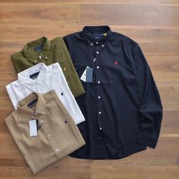 thumbnail for Niu Huo 25 new trendy brand RL Raff cotton and linen long-sleeved shirt unisex loose casual embroidery versatile top