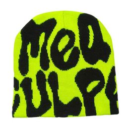 thumbnail for Factory direct cross-border hot MEA Korean fashion Joker autumn and winter hip hop European and American letters jacquard knitted hat