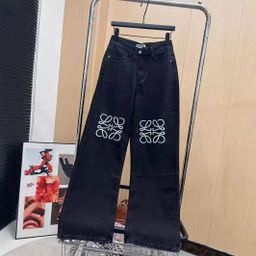 thumbnail for 2025早秋新款小众设计潮牌刺绣logo阔腿休闲宽松直筒牛仔长裤女