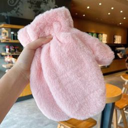 thumbnail for Winter Gloves Wholesale Plush Thickened Warm Women's Plush Mittens Cute Simple White Finger Student Cold-Proof Simple