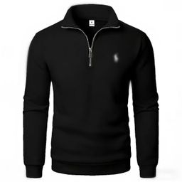 thumbnail for 2025 Ribbed Ultra-Soft 460g Stand Collar Half-Zip Sweatshirt with Fleece, Oversized European Size, European and American Street Style