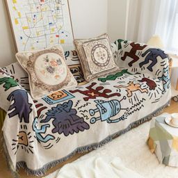 thumbnail for American Graffiti Sofa Towel Japanese and Korean Style Sofa Cover Ins Dust Cover Cover Towel Single Sofa Set Towel Decorative Blanket