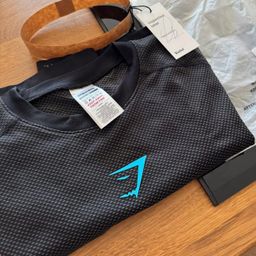 thumbnail for Short-Sleeved Seamless Gymshark Men's Sports Fitness Running Training Clothing Elastic Pure Color Slim Fit Round Neck T-Shirt