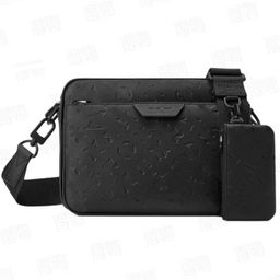thumbnail for 2026 New Genuine Leather Fashion Versatile Classic Monogram 3-in-1 Men's Bag Fashionable Versatile Chic Black Warrior Trend