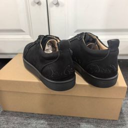 thumbnail for 现货新款电绣红底男鞋黑色刺绣低帮男女同款鞋平底休闲鞋潮牌