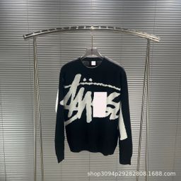 thumbnail for 2023 cross-border European and American foreign trade spot new S letter series mosquito coil big jacquard logo solid color crewneck sweater