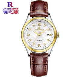thumbnail for Waterproof Genuine Leather Quartz Watch for Women, Men's Dial Wristwatch, Student Couple Watch, a Pair of Large Waterproof Quartz Watches