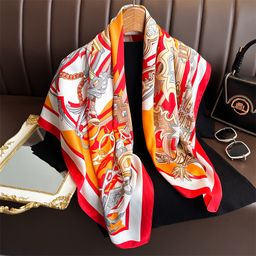 thumbnail for New Style Fragrant Style Camellia Scarf 90cm Twill Scarf Light Luxury Elegant Large Square Scarf Sunscreen Shawl Headscarf Women
