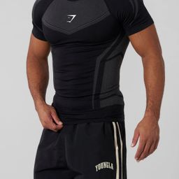 thumbnail for Gymshark Men's Tight T-Shirt Sports Fitness Running Training Quick-Drying Short-Sleeved Slim Youth Shark