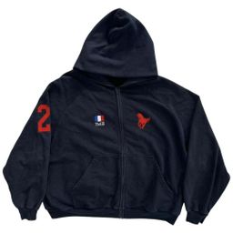 thumbnail for 2025欧美新款y2k野马刺绣拉链连帽衫外套宽松男女同款卫衣批发