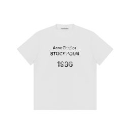 thumbnail for 24 Summer AC Letter Short Sleeve Men and Women Vintage Distressed 1996 Letter Print Tie-Dye Edge Frayed Crew Neck T-Shirt