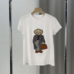 thumbnail for Jiayi stire RL25 summer new heavy industry bear embroidery T-shirt round neck cotton T-shirt short sleeve women's nanyou