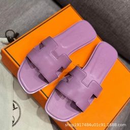 thumbnail for Wholesale new H-shaped classic slippers for women, versatile summer outerwear genuine leather flip-flops, fashionable flat sandals, rubber