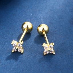 thumbnail for Brincos de moda com diamantes incrustados de flores, requintados, compactos e simples para mulheres viajarem e dormirem sem remover furos nas orelhas e prender brincos