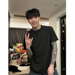 thumbnail for American Henley Collar Short Sleeve Men's Summer Slim Light Grey Shoulder T-Shirt Cleanfit Waffle Base Shirt