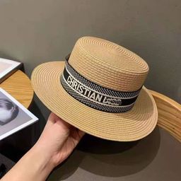 thumbnail for High quality d home straw hat letter big brim sunshade hat travel sun hat summer new beach hat bucket hat