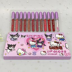 thumbnail for Lip gloss set cross-border matte 12-piece Kuromi European & American long-lasting waterproof, fade-resistant, non-stick cup lip gloss lip gloss